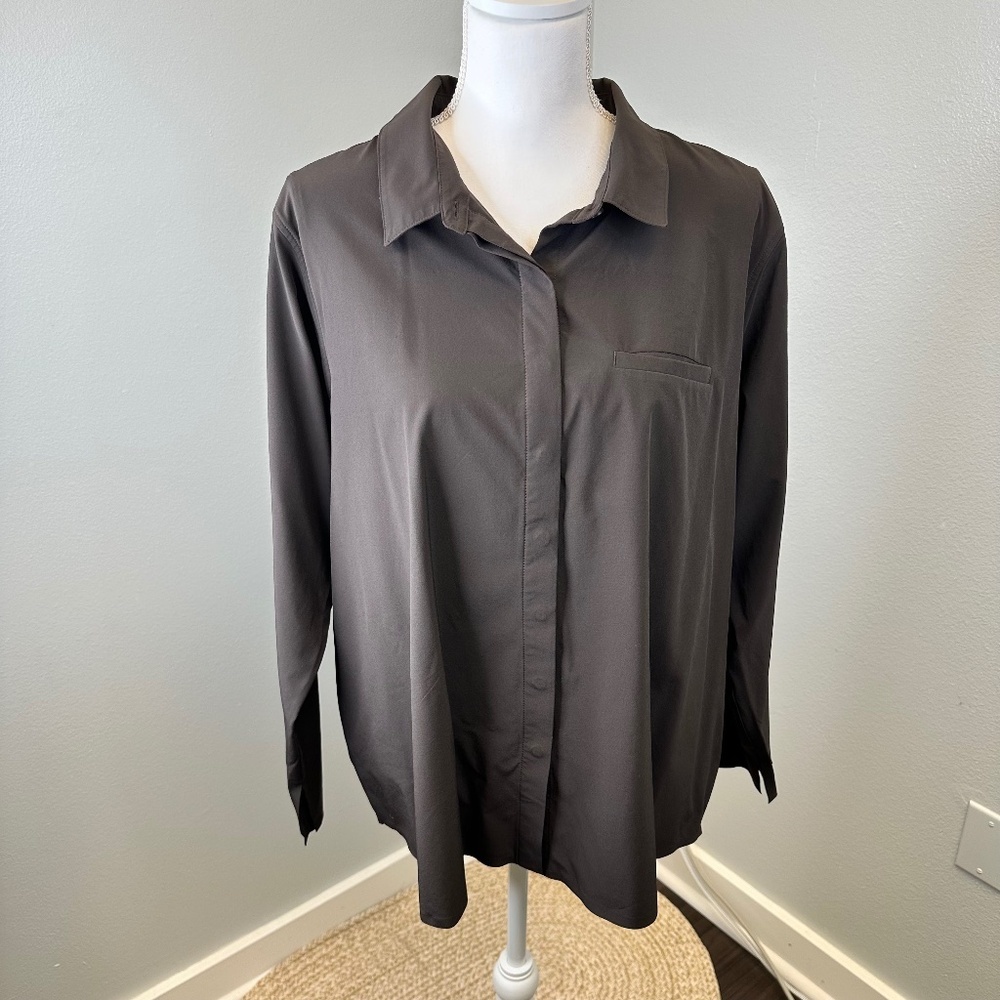 Athleta Dark Brown Urbanite 2.0 Long Sleeve Top size 1X